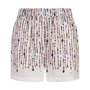 Witte Kralenprint Elastische Taille Shorts Msgm , Multicolor , Dames