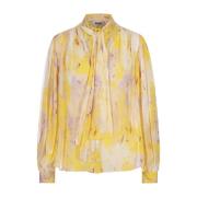 Gele V-hals Georgette Shirt Msgm , Multicolor , Dames