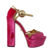 Roze Kristal Enkelband Sandalen Dolce & Gabbana , Pink , Dames