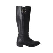 Pre-owned Leather boots Salvatore Ferragamo Pre-owned , Black , Dames