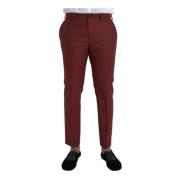 Maroon Slim Fit Wool Dress Pants Dolce & Gabbana , Brown , Heren