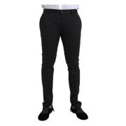 Zwarte Katoenen Stretch Skinny Jurk Broek Dolce & Gabbana , Black , He...