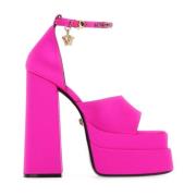 Fuchsia Satijnen Aevitas Sandalen Versace , Pink , Dames