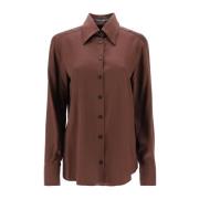 Casual Katoenen Overhemd voor Mannen Dolce & Gabbana , Brown , Dames