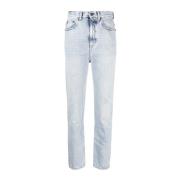 Hoge Taille Blauwe Katoenen Jeans Saint Laurent , Blue , Dames