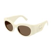 Stijlvolle Oversized Ovale Zonnebril Gucci , White , Dames