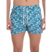 Bladprint Boardshort met Elastische Taille Kiton , Multicolor , Heren