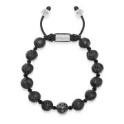 Men's Black Diamond Beaded Bracelet with Lavastone and Sterling Silver...