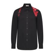 Poplin Harnas Shirt in Zwart Alexander McQueen , Black , Heren