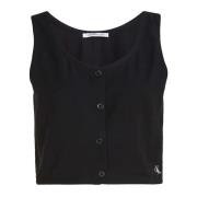 Mouwloze Button-Down Overhemden Calvin Klein Jeans , Black , Dames