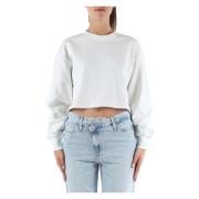 Cropped Katoenen Sweatshirt Calvin Klein Jeans , White , Dames