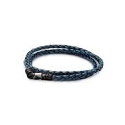 Men's Blue Wrap Around Leather Bracelet Nialaya , Blue , Heren