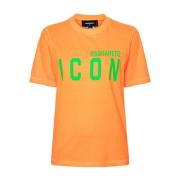 Fluorescent Orange Logo T-shirts en Polos Dsquared2 , Orange , Dames