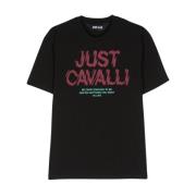 Zwarte T-shirts Polos voor mannen Just Cavalli , Black , Heren