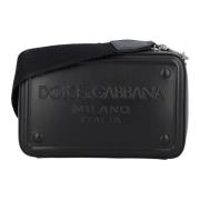 Zwarte Geëmbosseerde Logo Crossbody Tas Dolce & Gabbana , Black , Here...