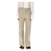 Beige Linen Blend Tailored Trousers Salvatore Ferragamo , Beige , Dame...