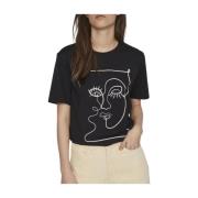 Sybil Face Korte Mouwen T-shirt Vila , Black , Dames
