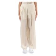 Wijde Pijp Creponne Glanzende Broek Armani Exchange , Beige , Dames