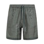 Groene Zijden Staggered Hounds Tooth Shorts Amiri , Green , Heren