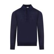 Navy Blue Merino Wool Polo Sweater PS By Paul Smith , Blue , Heren
