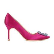 Roze Satijnen Kristal Gesp Pumps Manolo Blahnik , Pink , Dames