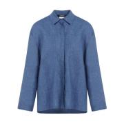 Indigo Blue Linen Shirt Max Mara , Blue , Dames