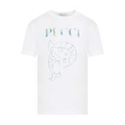 Wit Logo T-shirt Dameskleding Emilio Pucci , White , Dames