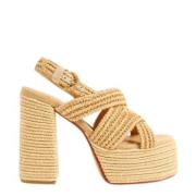 Handgemaakte natuurlijke raffia sandalen Castañer , Beige , Dames