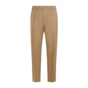 Bruine wol taps toelopende elastische broek Lanvin , Beige , Heren