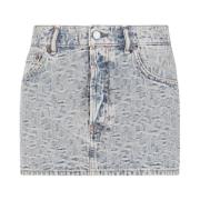 Blauwe Katoenen Rok Rechte Zoom Acne Studios , Blue , Dames