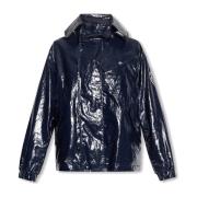 Blauwe Linnen Canvas Jas Waterafstotend Moncler , Blue , Dames