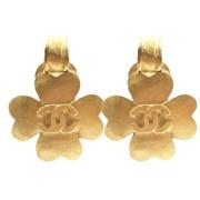 Pre-owned Metal earrings Chanel Vintage , Yellow , Dames