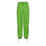 Groene Wijde Pijp Cupro Broek Jane Lushka , Green , Dames