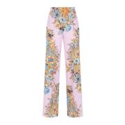 Zijden bloemenprint broek roze paars Etro , Multicolor , Dames