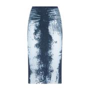 Blauwe Metallic Gebreide Midi Rok Diesel , Blue , Dames