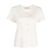 Gestreept katoenen T-shirt met grafische print Golden Goose , Multicol...