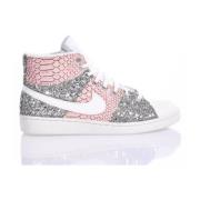 Handgemaakte Zilver Wit Roze Sneakers Nike , Multicolor , Dames