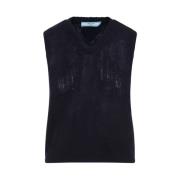 Blauwe Wollen Gilet Jas Prada , Blue , Dames