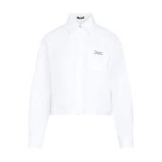 Witte Katoenen Barok Shirt Versace , White , Dames