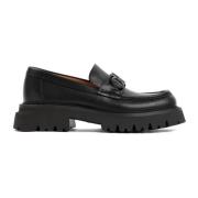 Zwarte Leren Loafers met Gancini Details Salvatore Ferragamo , Black ,...