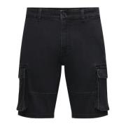 Urban Cargo Denim Shorts Only & Sons , Black , Heren