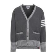 Grijze V-hals Cardigan Sweater Thom Browne , Gray , Heren