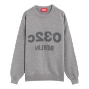 Merino Wol Crew Neck Gebreide Trui 032c , Gray , Heren