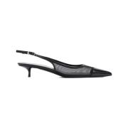 Zwarte Mesh Puntige Neus Pumps Saint Laurent , Black , Dames