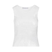 Rhinestone Tank Top Metallic Ermanno Scervino , White , Dames