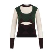 Maan Patroon Crewneck Sweater Marine Serre , Multicolor , Dames