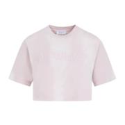 Roze Katoenen Cropped T-shirt Off White , Pink , Dames