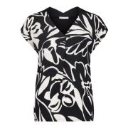 Grafische Print Blouse Shirt Betty & Co , Black , Dames