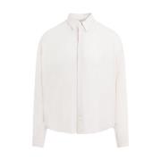 Witte Viscose Boxy Fit Shirt Ami Paris , Beige , Heren