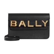 Zwarte Korrelige Leren Crossbody Schoudertas Bally , Black , Dames